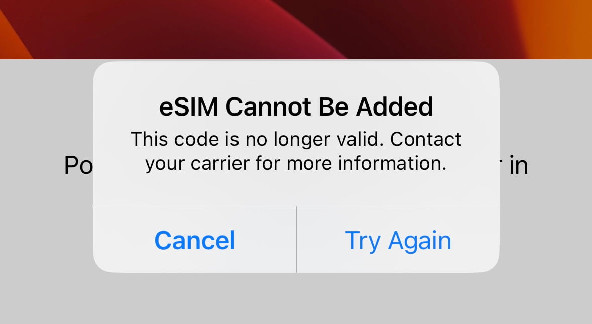 eSIM Troubleshooting: QR code no longer valid