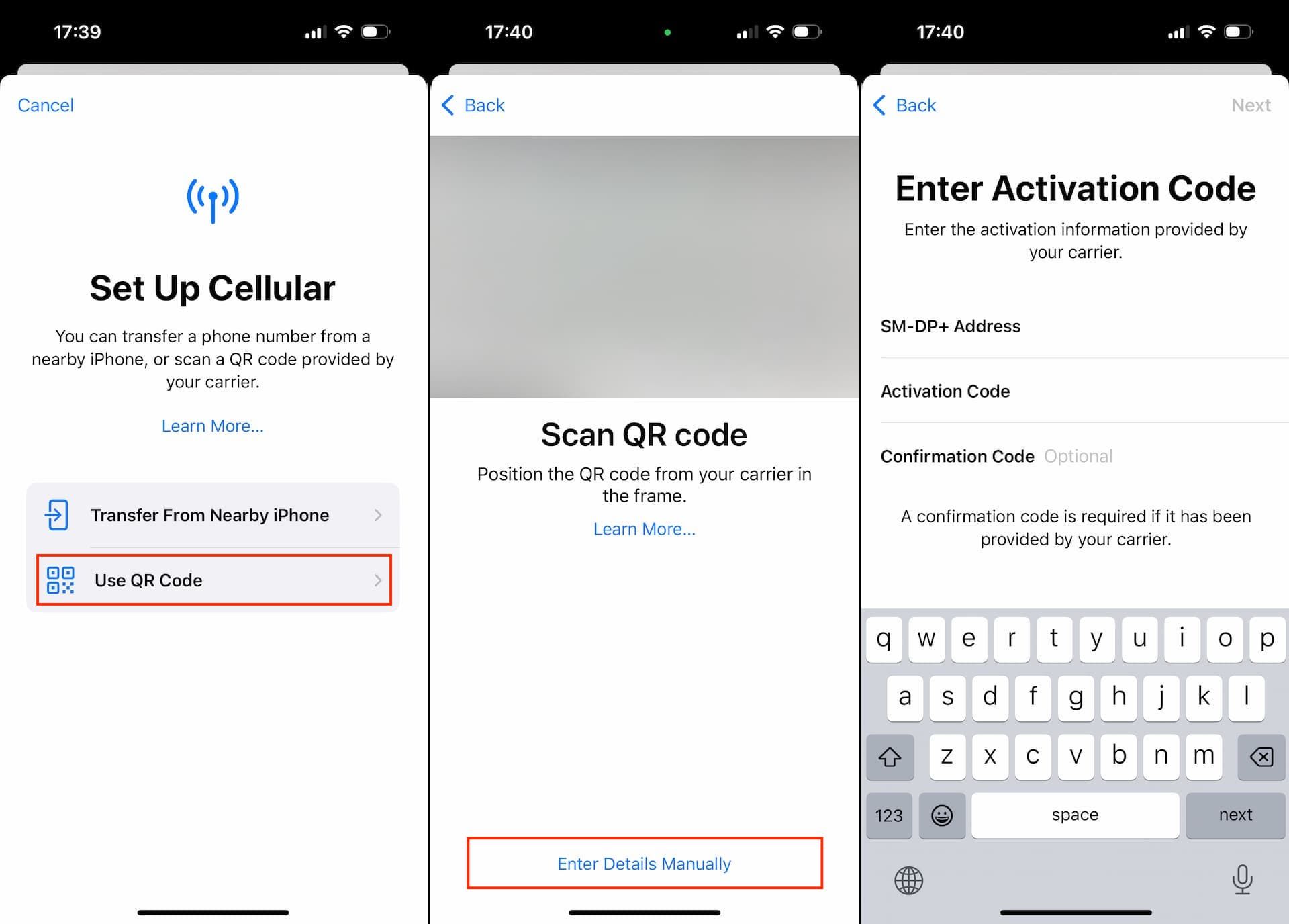 How To Activate an eSIM with QR code 