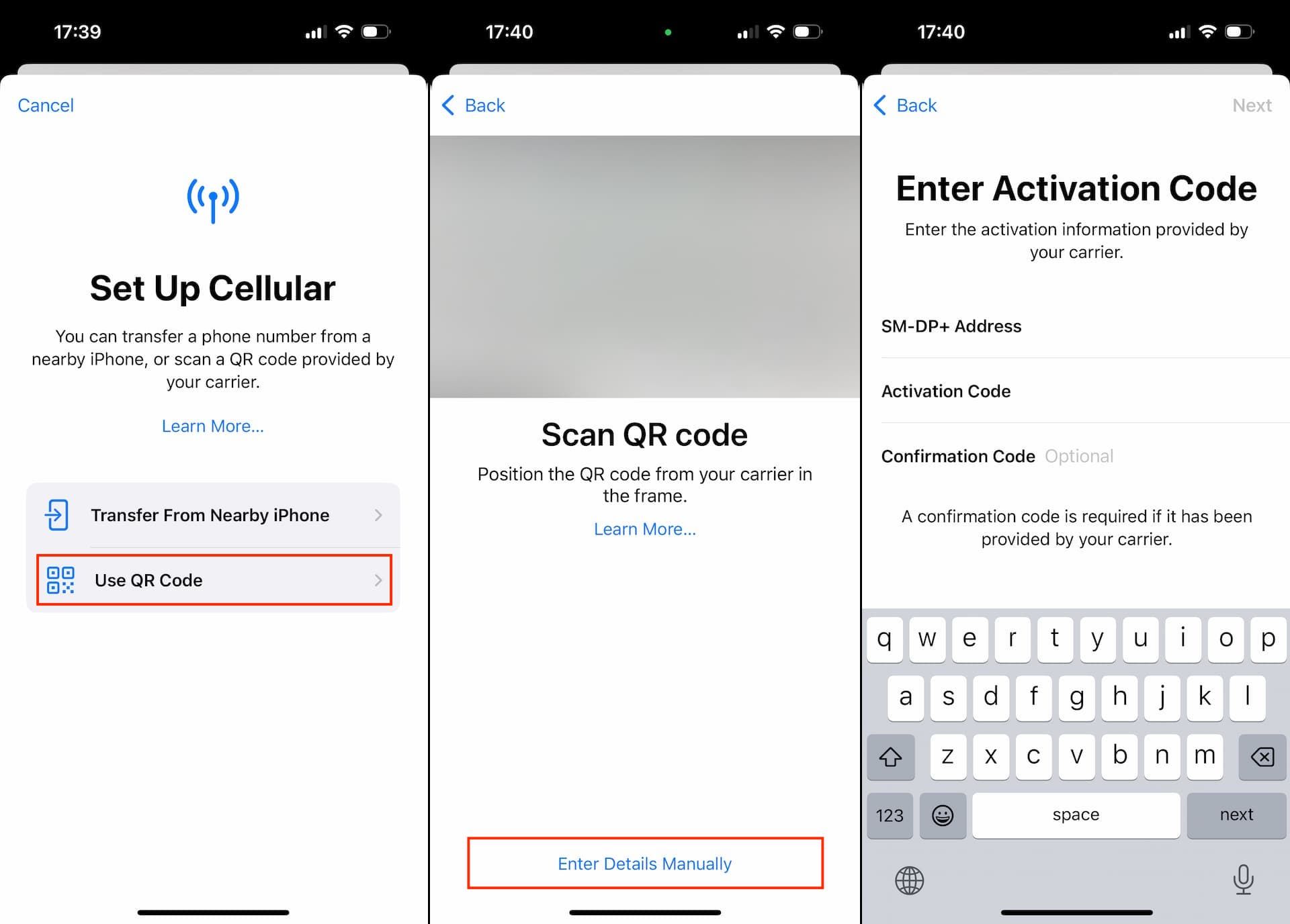 How To Activate an eSIM with Activation Code and SM-DP+ Address on iPhone